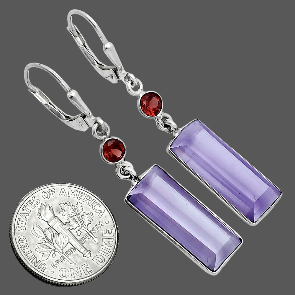Premium Amethyst - Brazil & Garnet Earrings E-1254 11-EE10045