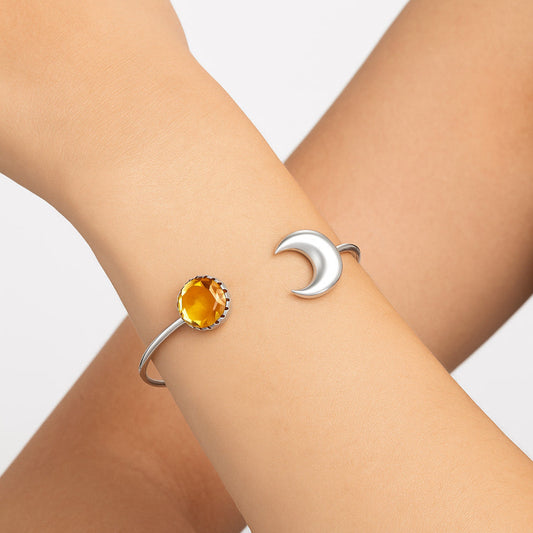 Premium Quality Citrine Checker Cuff Bangle Bracelet B-1046 12-EB10042
