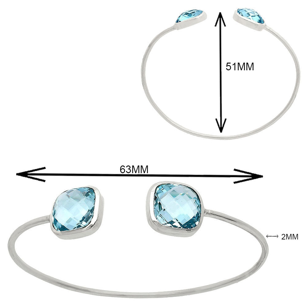 Premium Quality Sky Blue Topaz Briolette Cuff Bangle Bracelet B-1004 13-EB10048