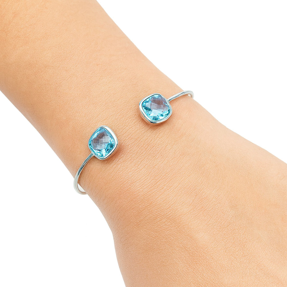 Premium Quality Sky Blue Topaz Briolette Cuff Bangle Bracelet B-1004 13-EB10048