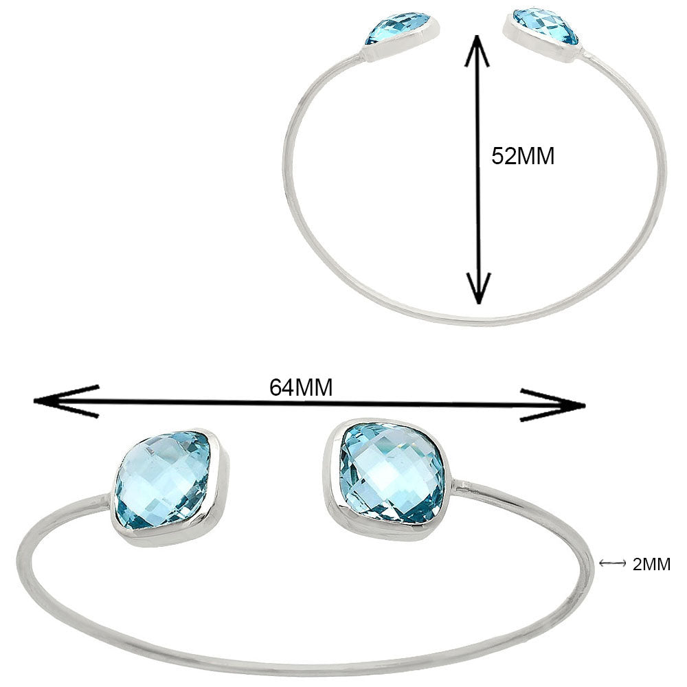 Premium Quality Sky Blue Topaz Briolette Cuff Bangle Bracelet B-1004 13-EB10049