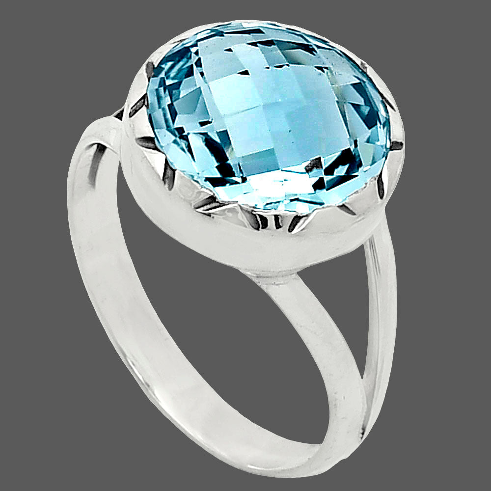 Premium Quality Sky Blue Topaz Checker Briolette Ring size-9 R-1074 13-ER10116