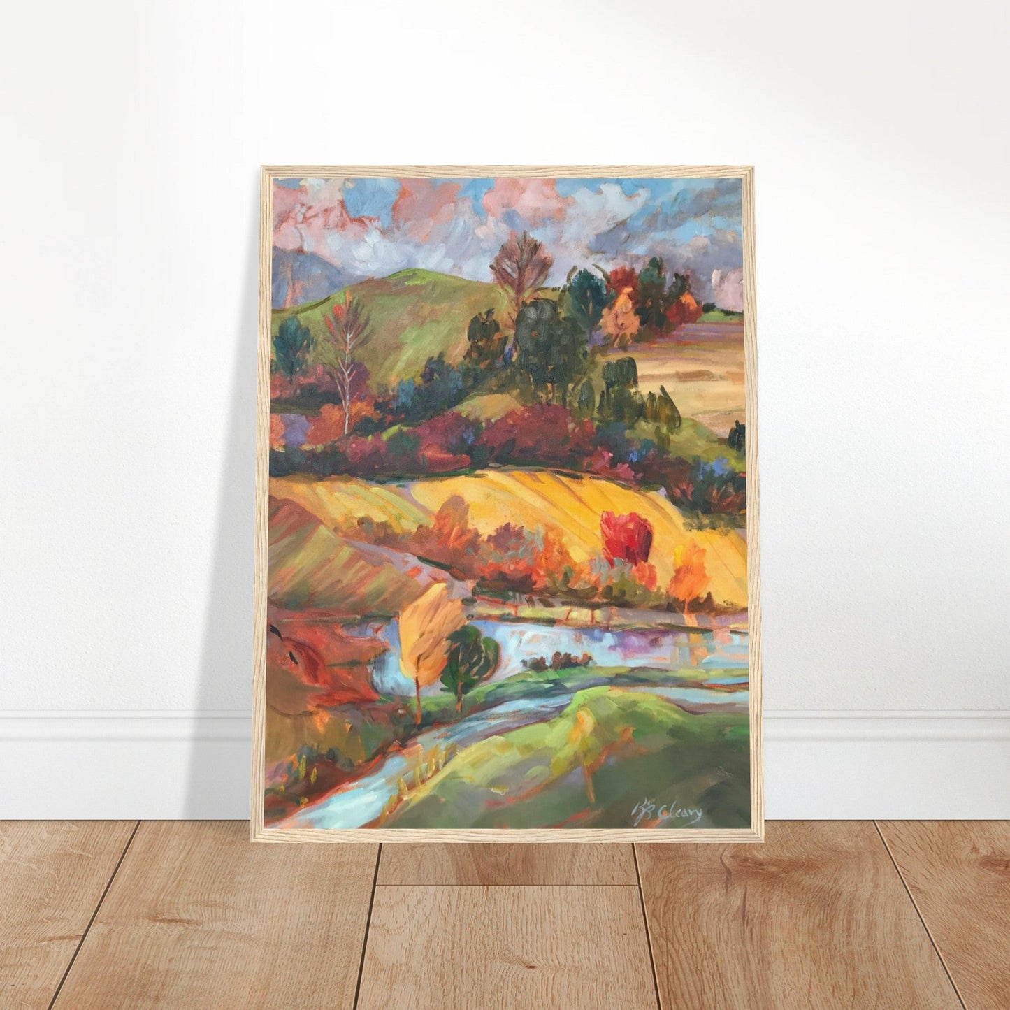 'Transitions' Landscape I 18x24 inch Wooden Framed Art Print I Original Artwork by American Artist Barbara Cleary