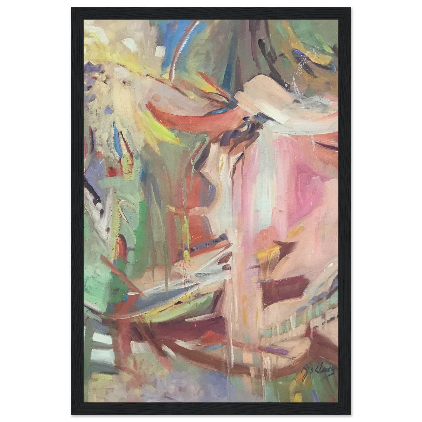 'All Seasons' Abstract I 12x18 inch Wooden Framed Art Print  I Original Artwork by American Artist Barbara Cleary