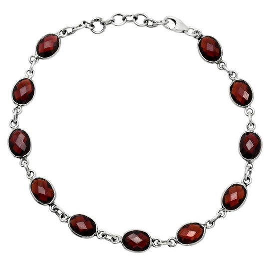 Premium Hessonite Garnet Checker Briolette Bracelet B-1001 14-EB10067