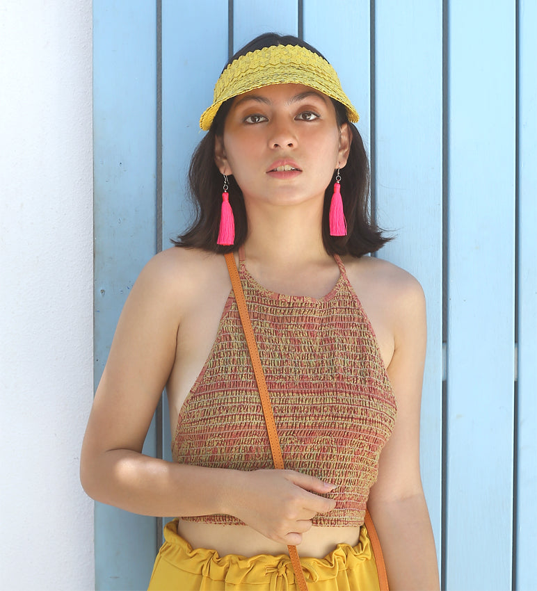 Palm Visor Hat In Turmeric Yellow