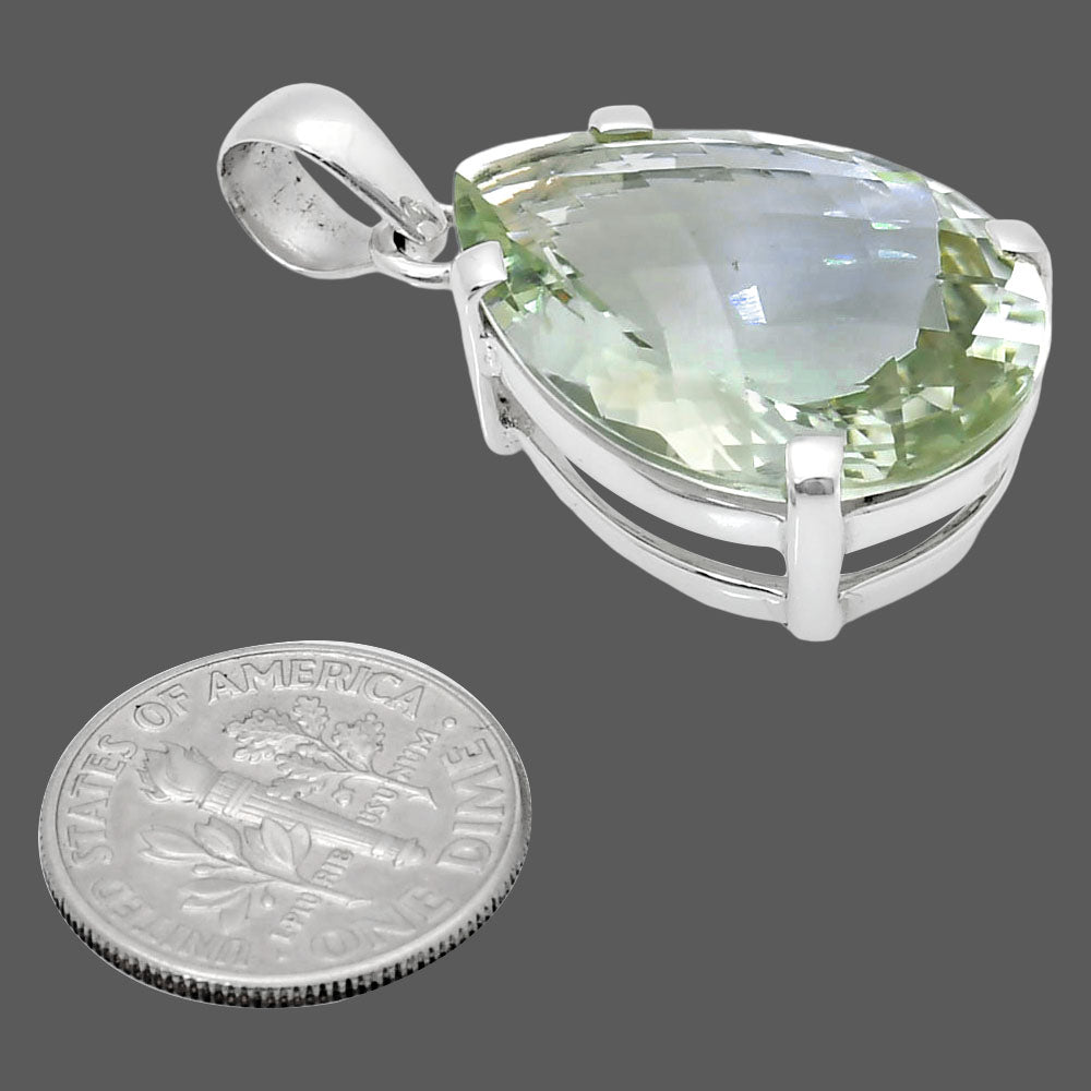 Premium Quality Prasiolite (Green Amethyst) Checker Pendant P-1013 16-EP10071