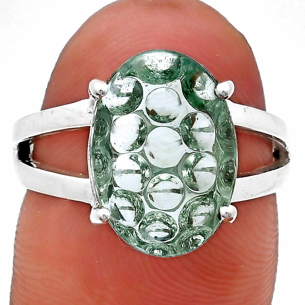Fancy Cut Premium Prasiolite(Green Amethyst) Ring size-10 R-1019 16-ER10192