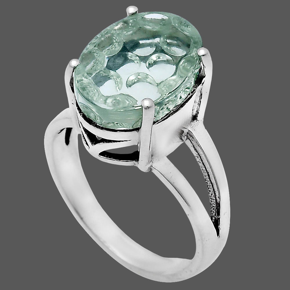 Fancy Cut Premium Prasiolite(Green Amethyst) Ring size-10 R-1019 16-ER10192
