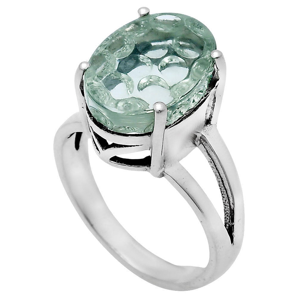 Fancy Cut Premium Prasiolite(Green Amethyst) Ring size-10 R-1019 16-ER10192