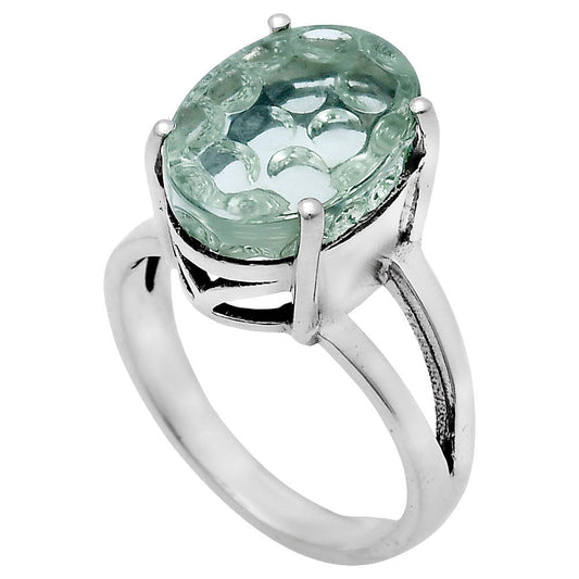 Fancy Cut Premium Prasiolite(Green Amethyst) Ring size-10 R-1019 16-ER10192