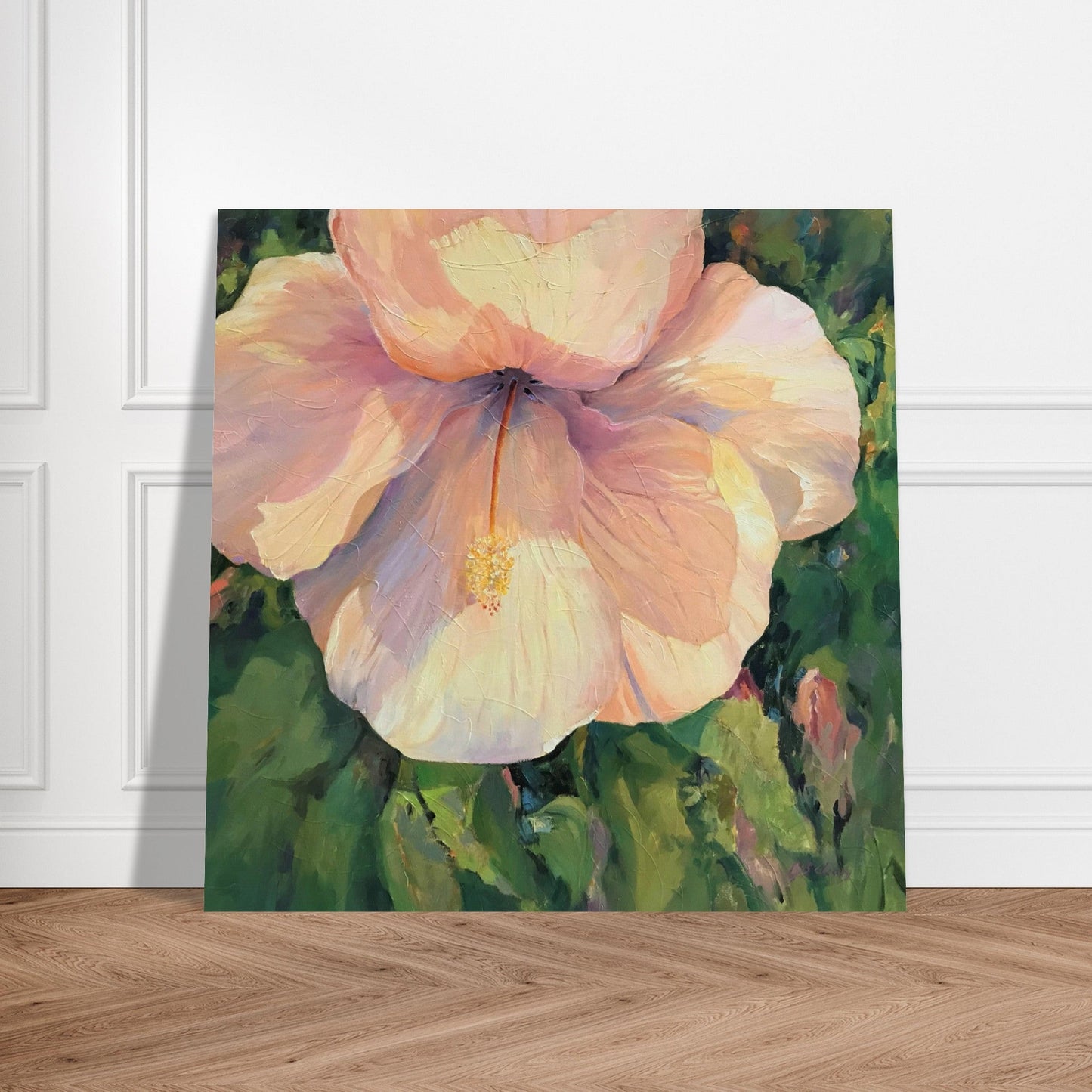 'Hibiscus' Floral I 16x16 Museum-Quality Matte Paper Poster | Original Artwork by American Artist Barbara Cleary