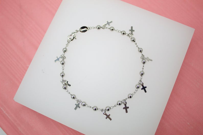 Gold Filled Cross Charm Bracelet (I47A)