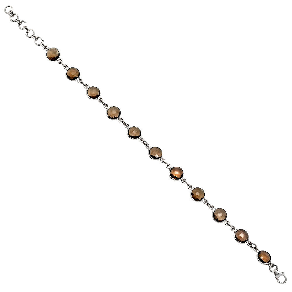 Premium Quality Smoky Quartz Checker Briolette Bracelet B-1001 17-EB10072