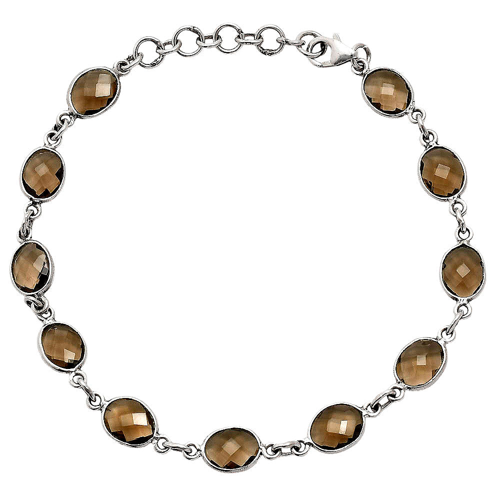 Premium Quality Smoky Quartz Checker Briolette Bracelet B-1001 17-EB10073