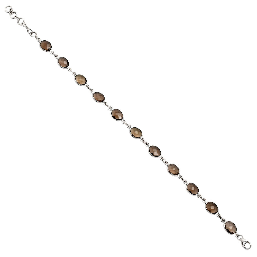 Premium Quality Smoky Quartz Checker Briolette Bracelet B-1001 17-EB10073