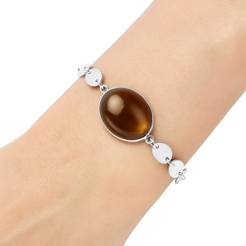 Premium Smoky Quartz Cab - Brazil Bracelet B-1044 17-EB10079