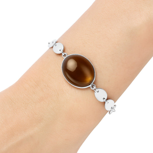 Premium Smoky Quartz Cab - Brazil Bracelet B-1044 17-EB10079