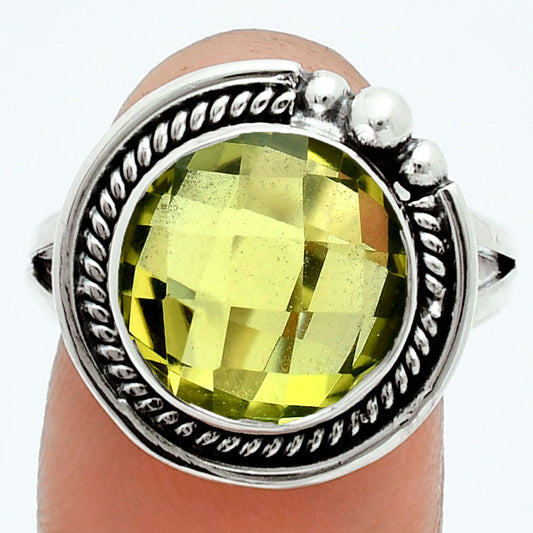 Premium Green Gold Checker Briolette Ring size-9 R-1148 19-ER10241