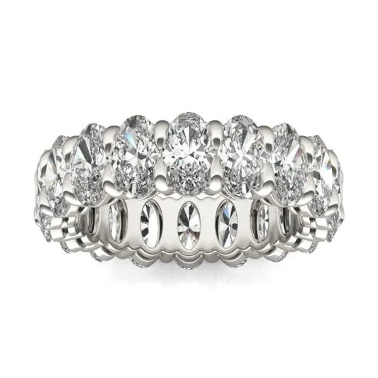4 CTW Oval Lab Grown Diamond Couture Classic Eternity Ring 14K White Gold (G-VS)