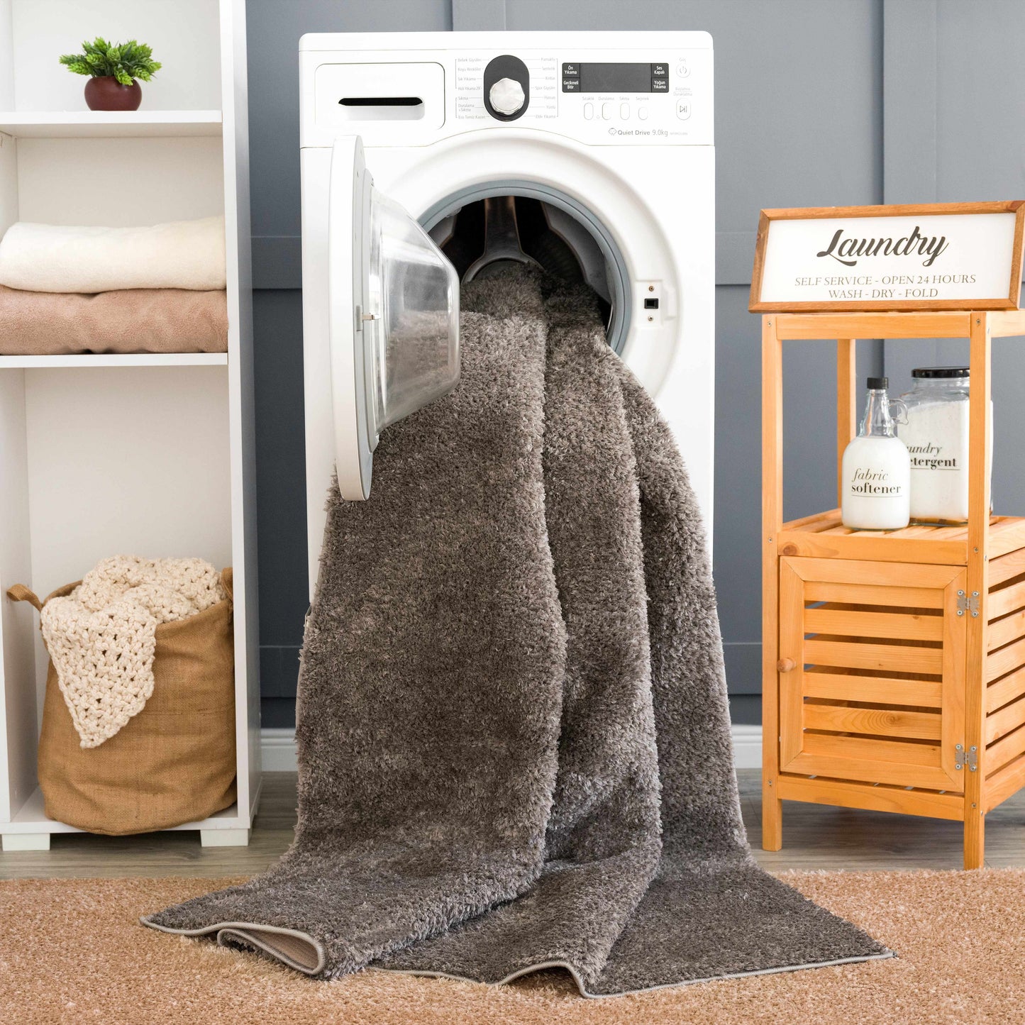 Judy Dark Gray Washable Area Rug