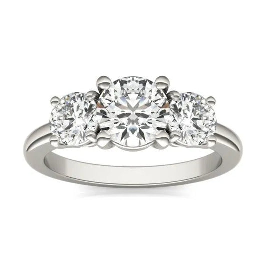 AGI Certified 2 CTW Classic Three-Stone Round Lab Grown Diamond (G-VS) Engagement Ring in 14K White Gold