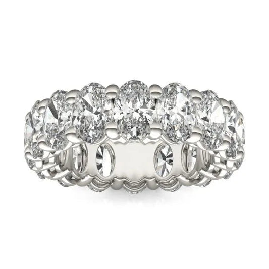 5 5/8 CTW Oval Lab Grown Diamond Couture Classic Eternity Ring 14K White Gold (G-VS)