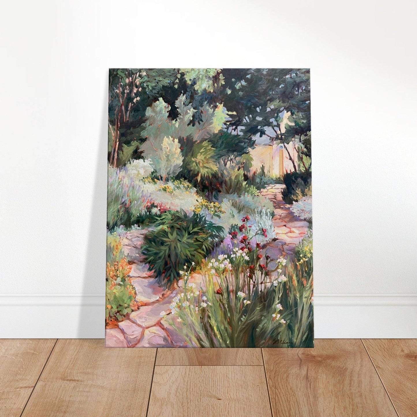 'Garden Path' Floral I 24x32 inch Art Print on Canvas I Original Artwork by American Artist Barbara Cleary