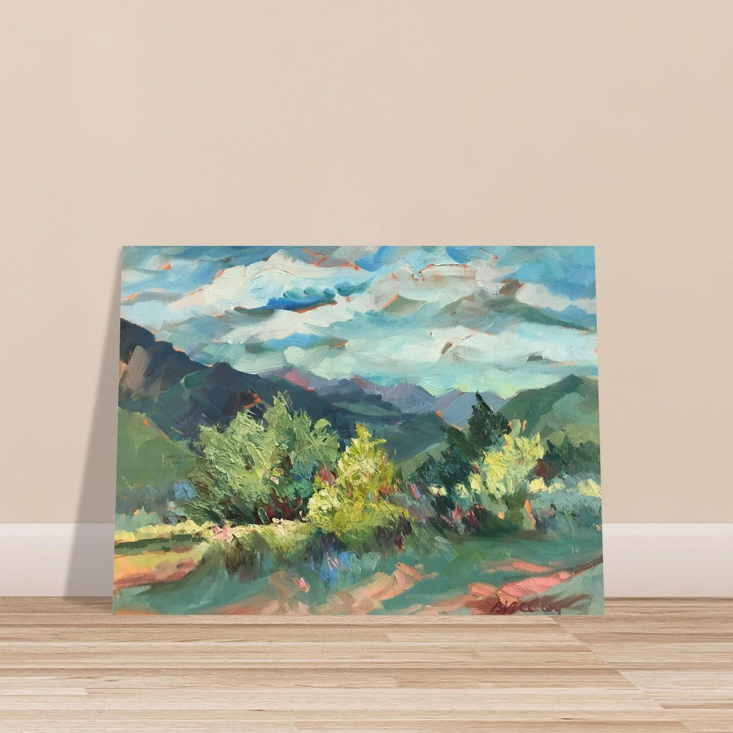 'Pueblo Lands Plein Air' Landscape I 18x24 Museum-Quality Matte Paper Poster | Original Artwork by American Artist Barbara Cleary