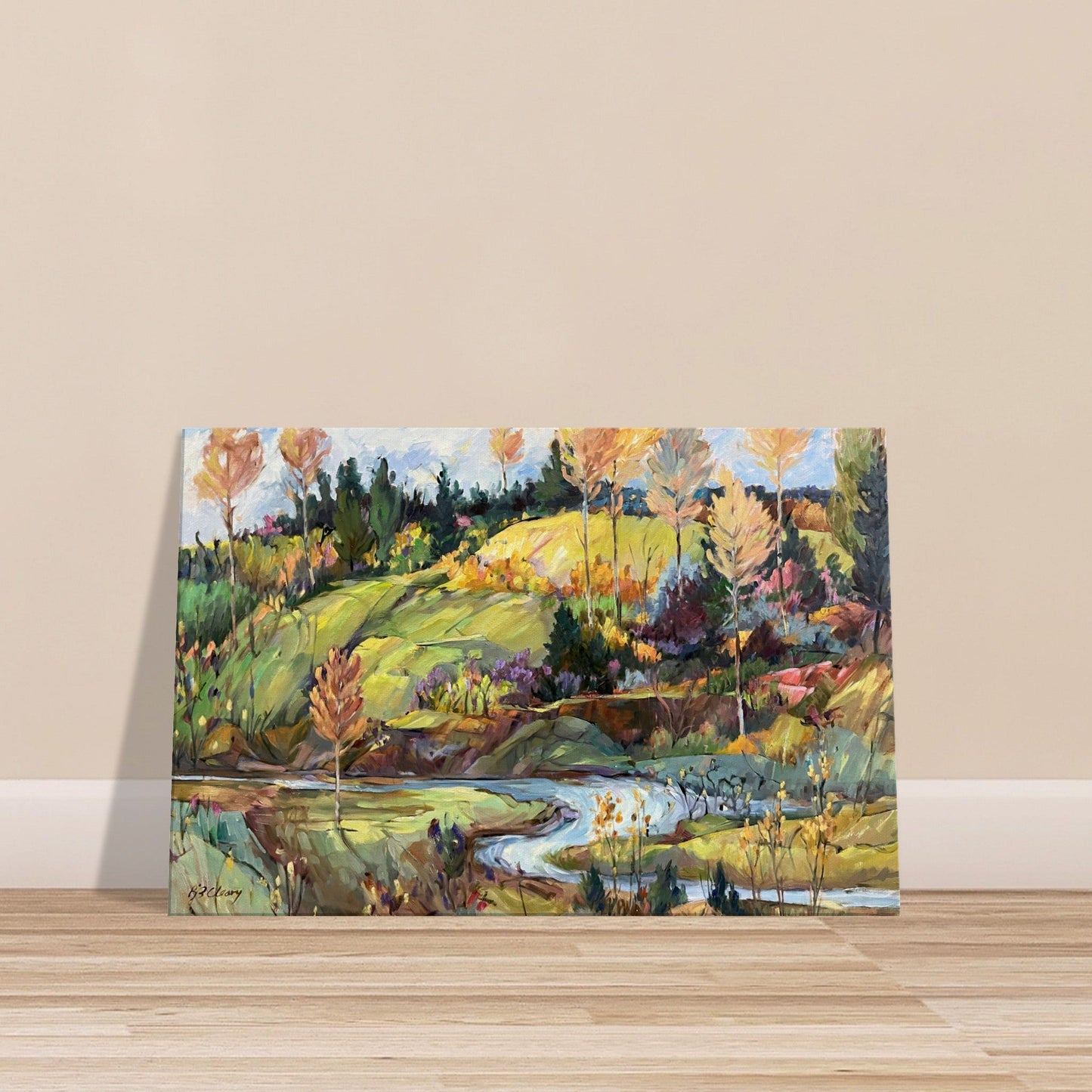 'Golden Hills' Landscape I 24x36 inch Art Print on Canvas I Original Artwork by American Artist Barbara Cleary