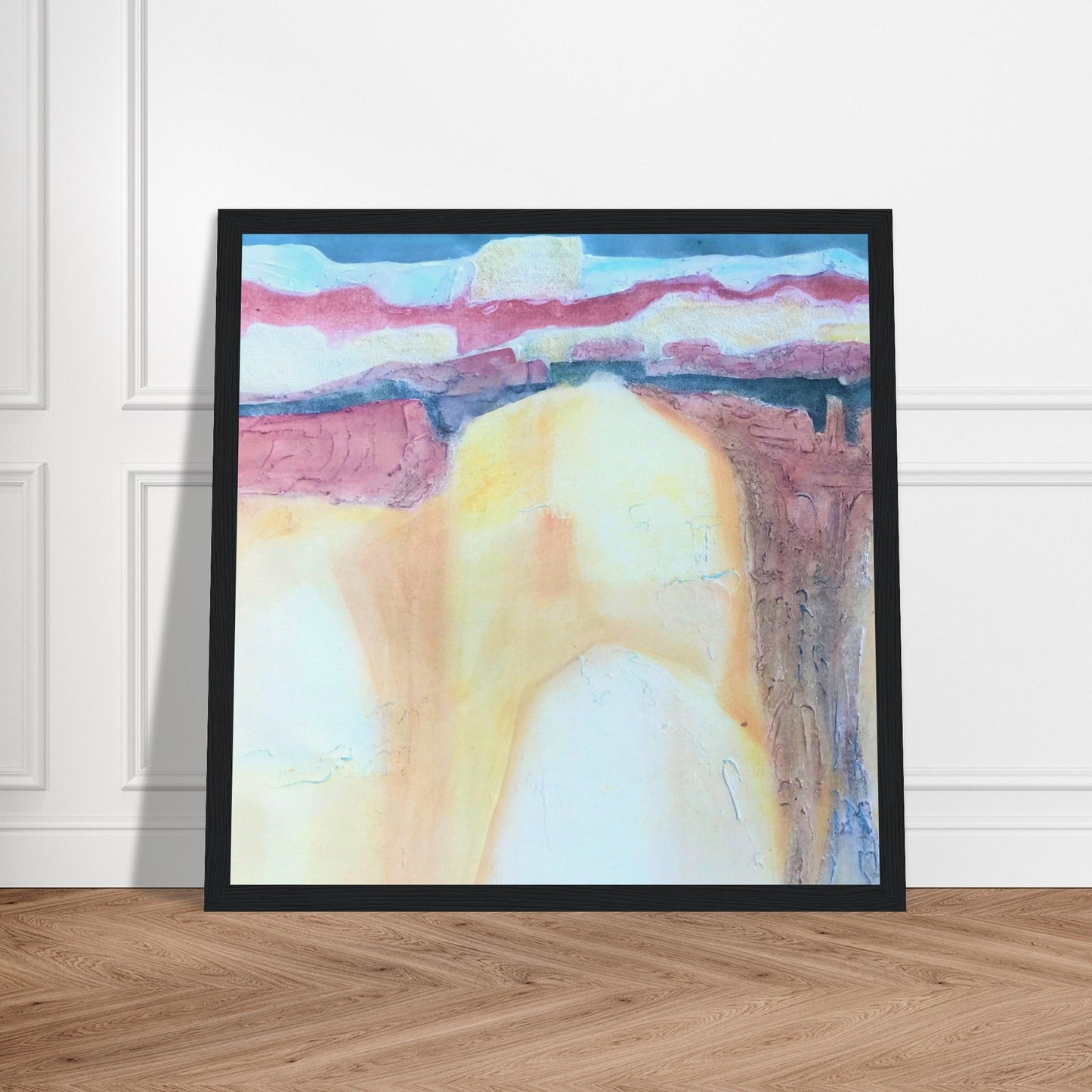 'Southwest Mixed Media' Abstract I  Ready-to-Hang 12x12 inch Framed Art Print I Original Artwork by American Artist Barbara Cleary