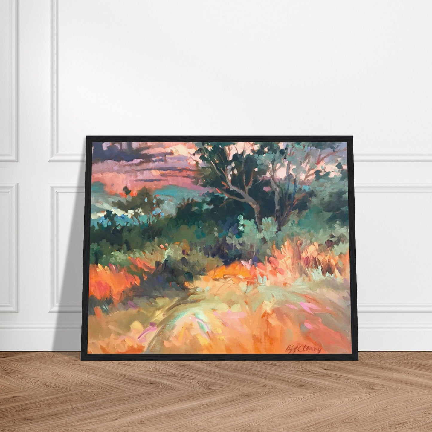 ‘Blush of Dawn’ Landscape | 16x20 Wooden Framed Art Print | Original Artwork by American Artist Barbara Cleary