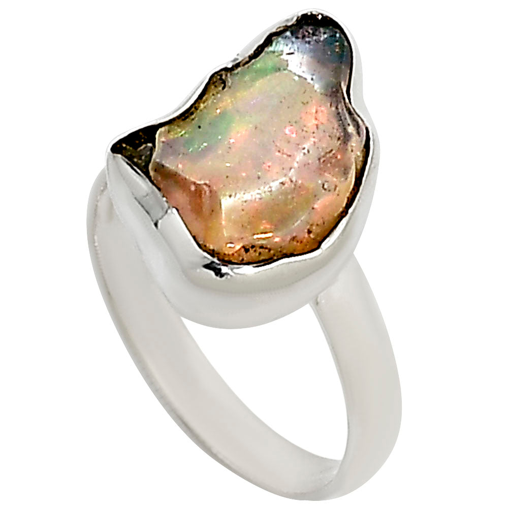 Ethiopian Opal Rough Ring size-8 R-1001 25-ER16215