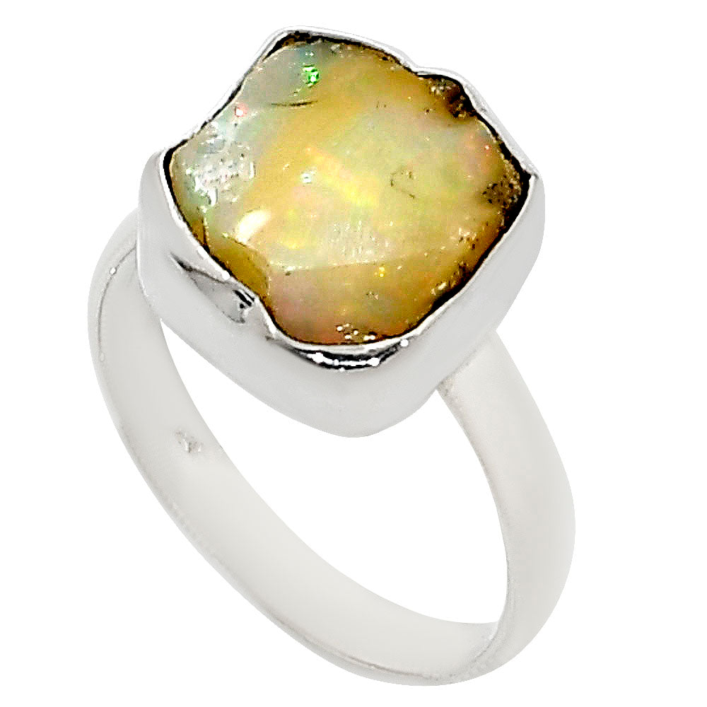 Ethiopian Opal Rough Ring size-8 R-1001 25-ER16246