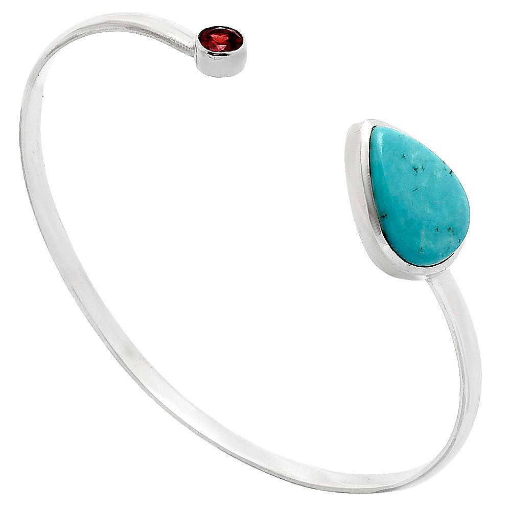 Rare Turquoise Nevada Aztec Mt & Garnet Cuff Bangle Bracelet B-1004 27-EB10160