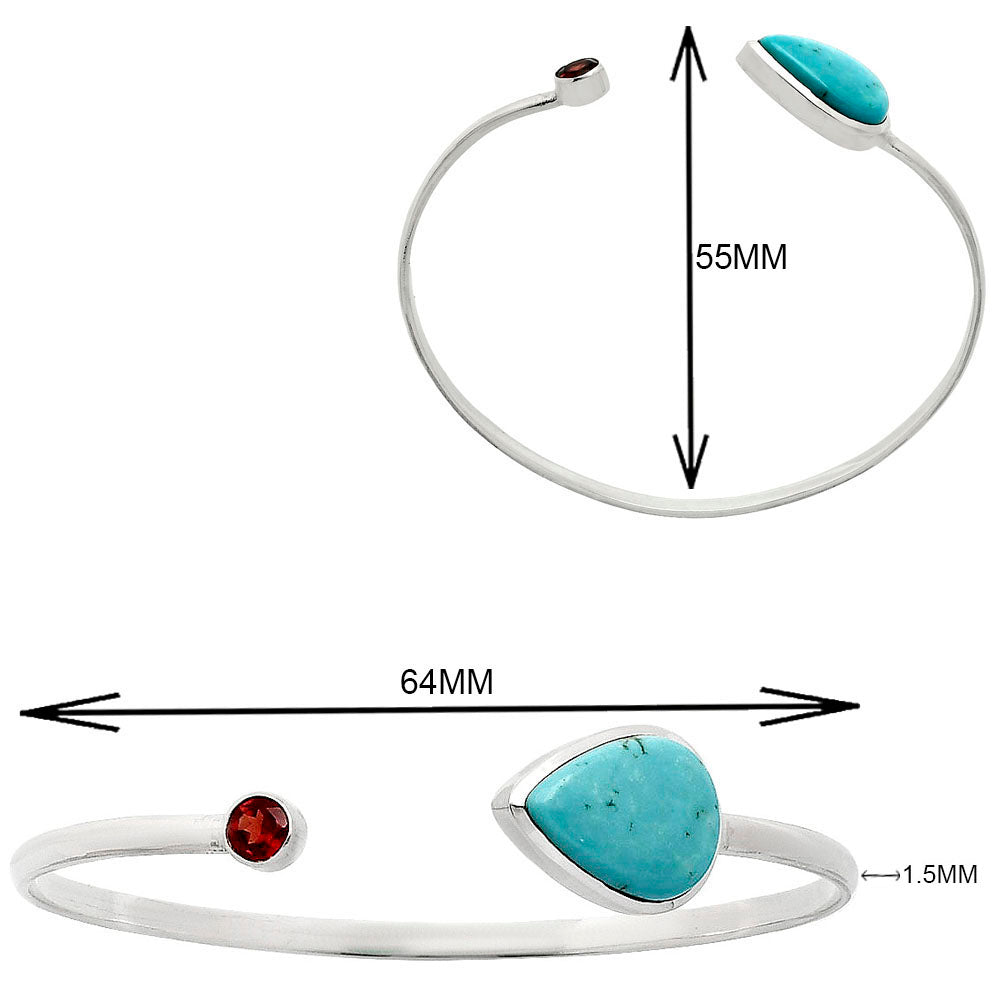Rare Turquoise Nevada Aztec Mt & Garnet Cuff Bangle Bracelet B-1004 27-EB10160