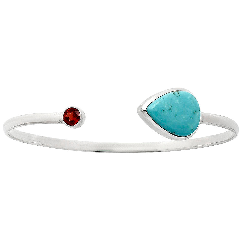 Rare Turquoise Nevada Aztec Mt & Garnet Cuff Bangle Bracelet B-1004 27-EB10160