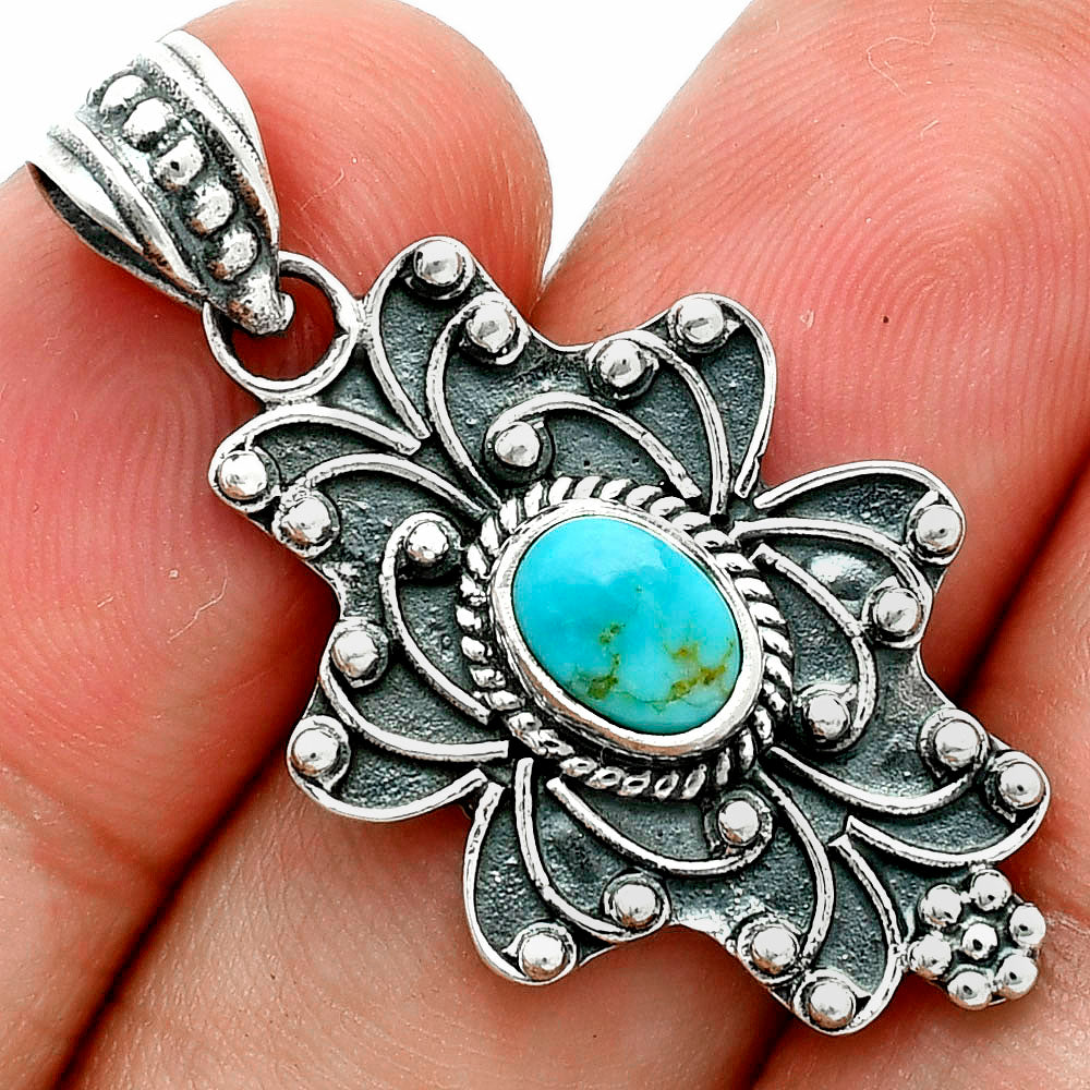 Premium Turquoise Nevada Aztec Mt Pendant P-1558 27-EP10135
