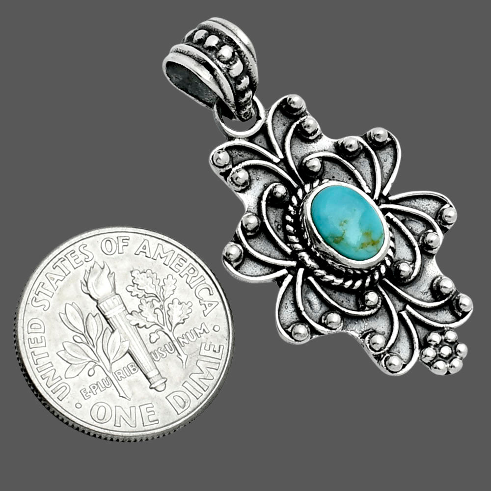 Premium Turquoise Nevada Aztec Mt Pendant P-1558 27-EP10135