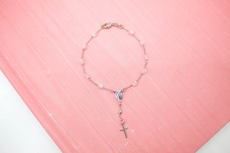 Gold Filled Cross & Virgin Mary Charm Bracelet (I226A)