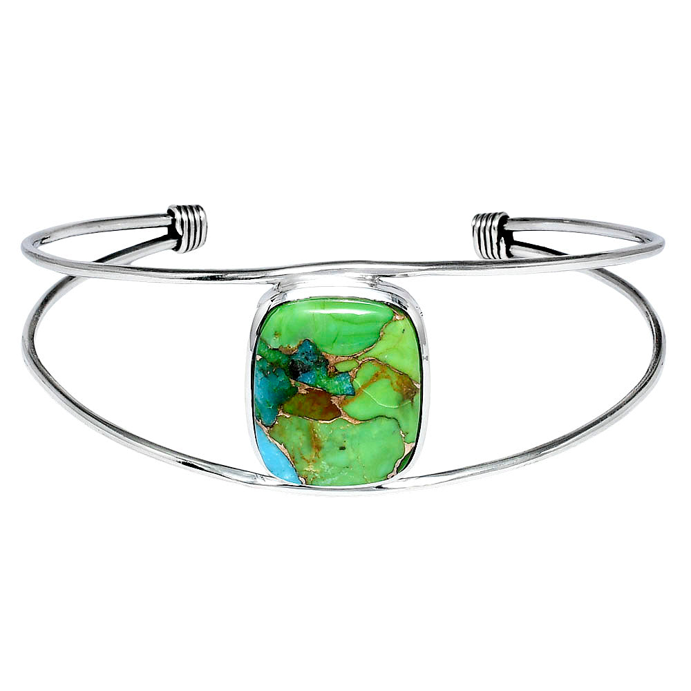 Premium Blue Turquoise In Green Mohave Cuff Bangle Bracelet B-1013 29-EB10204