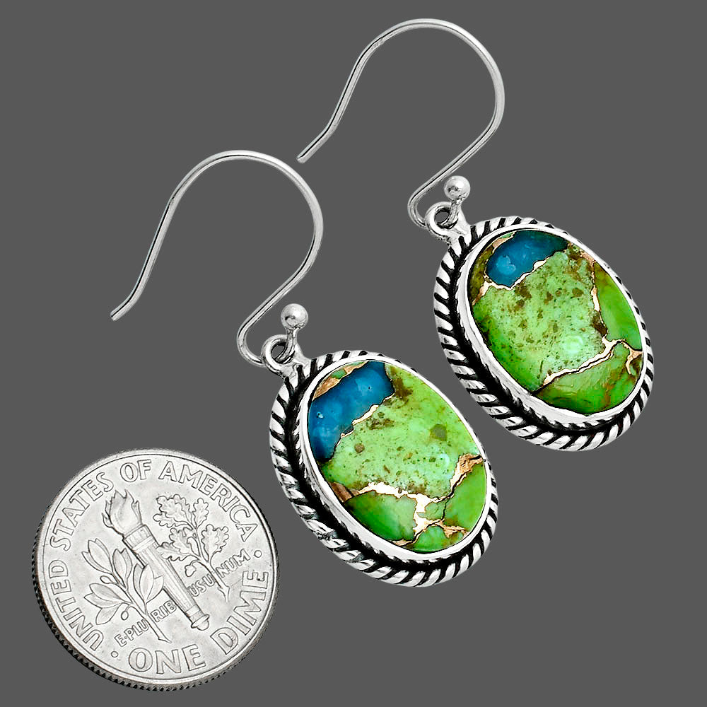 Blue Turquoise In Green Mohave - USA Earrings E-1055 29-EE10270