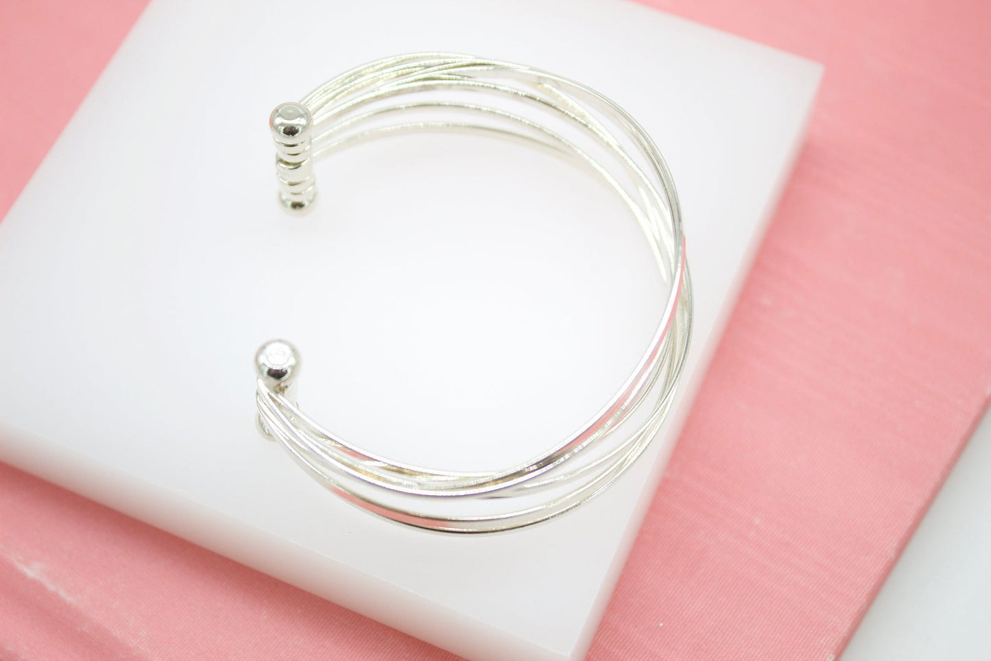 18K Rhodium Filled Wrist Cuff Bangle