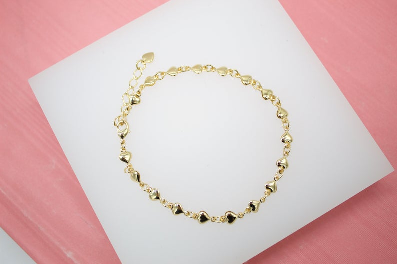 Heart Link Charm Bracelet (G50/I174)