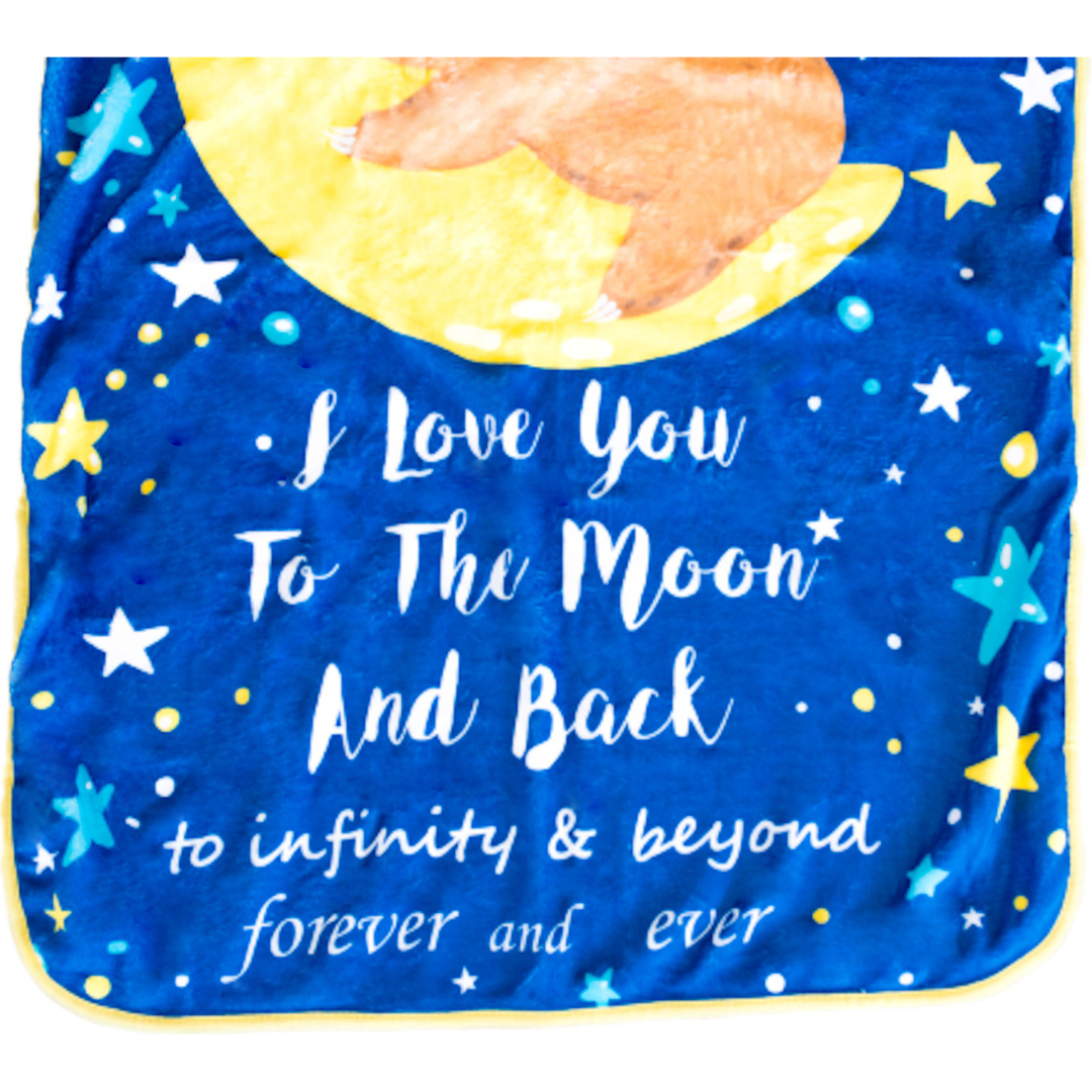 Baby  Minky Sloth Blanket -  Double Layers - I Love You to the Moon and Back
