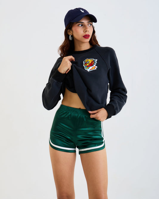 Vintage Satin Running Shorts  – Women's Retro Track Shorts with White Trim