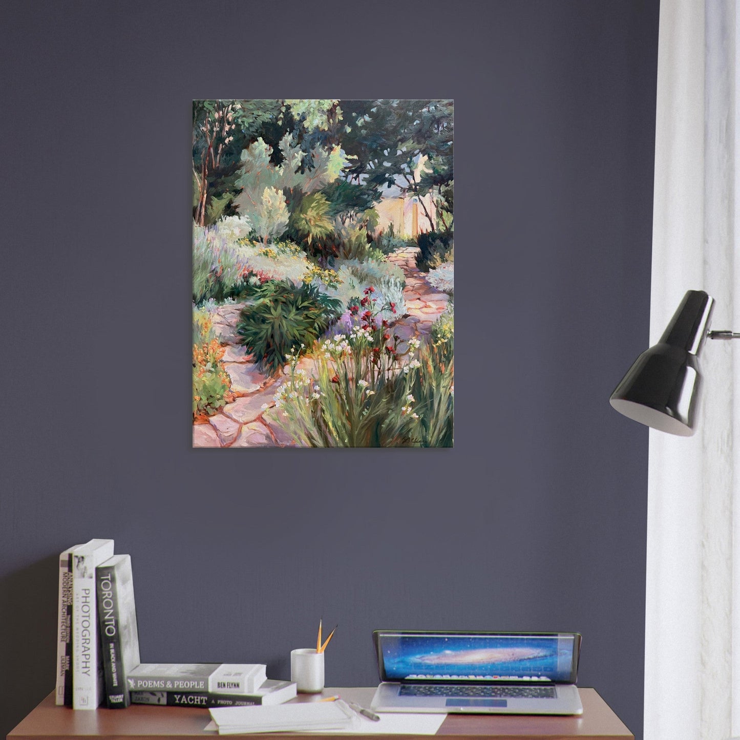 'Garden Path' Floral I 24x32 inch Art Print on Canvas I Original Artwork by American Artist Barbara Cleary