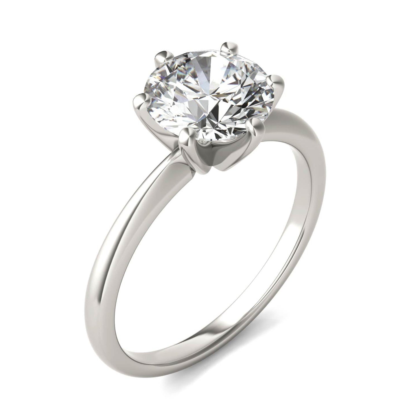 2 CTW Round Lab Grown Diamond Six Prong Solitaire Engagement Ring - G-VS Clarity, AGI Certified, 14K White Gold