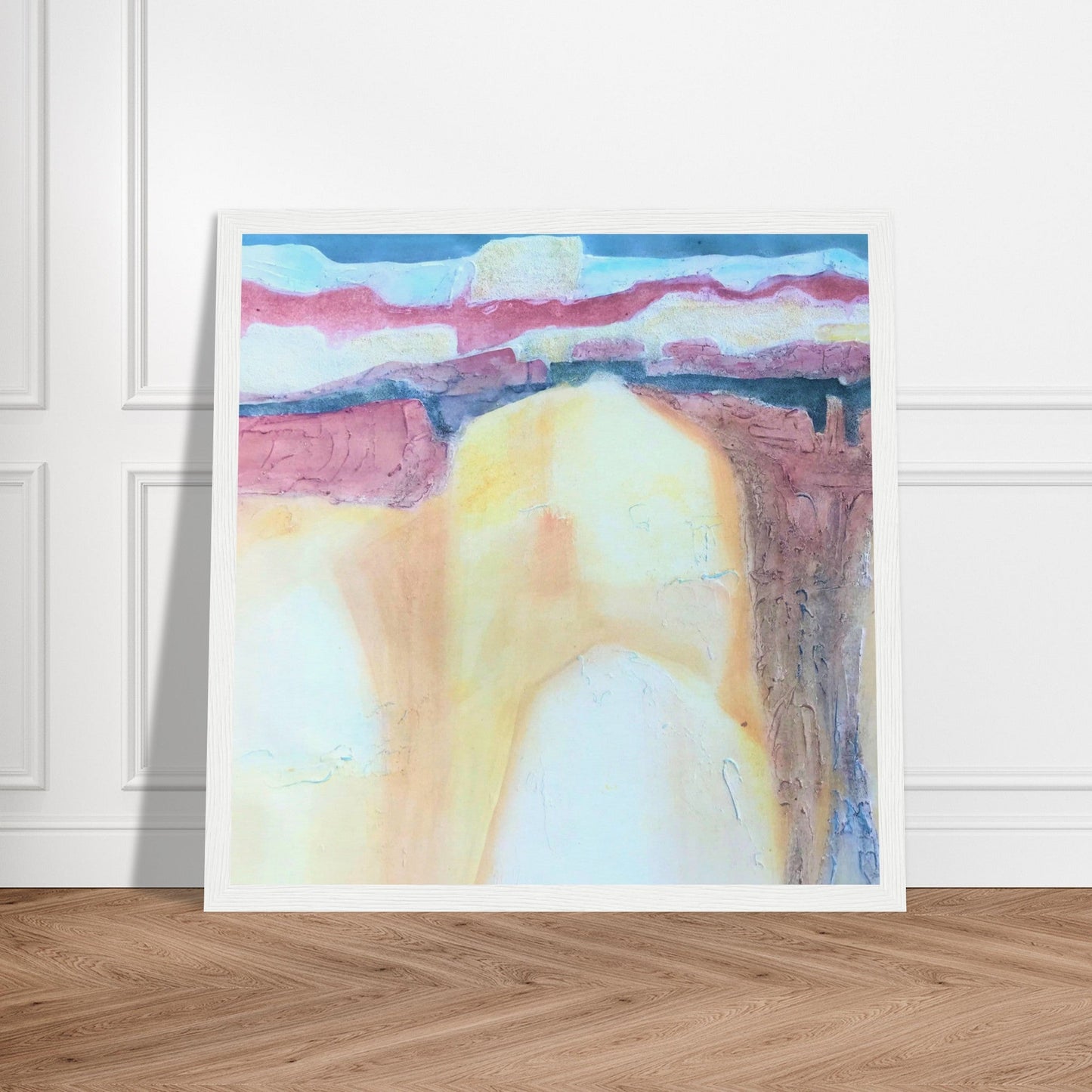 'Southwest Mixed Media' Abstract I  Ready-to-Hang 12x12 inch Framed Art Print I Original Artwork by American Artist Barbara Cleary