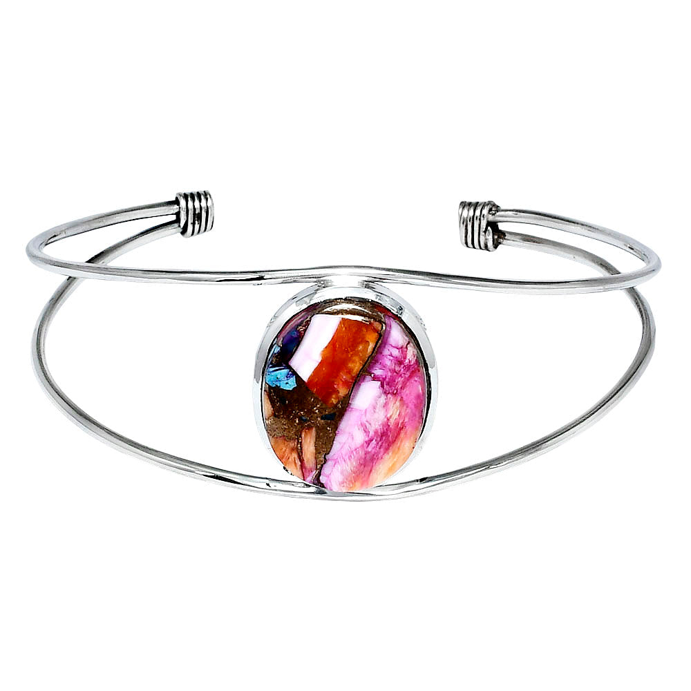 Premium Kingman Orange Dahlia Turquoise Cuff Bangle Bracelet B-1013 30-EB10277